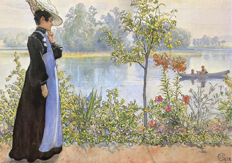 Carl Larsson Late Summer Karin by the Shore